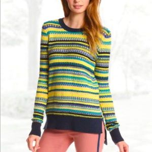 BCBGMaxAzria Ananda Hi Lo Crew Striped Sweater